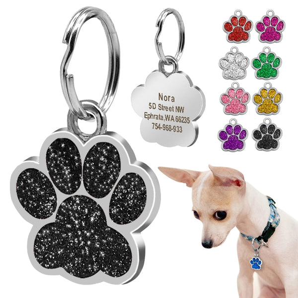 Dog ID Tag Personalized - Paw shaped