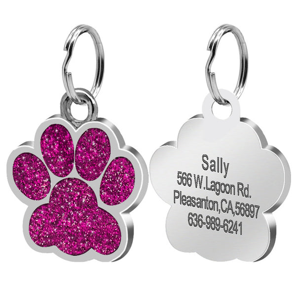 Dog ID Tag Personalized - Paw shaped