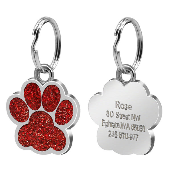 Dog ID Tag Personalized - Paw shaped