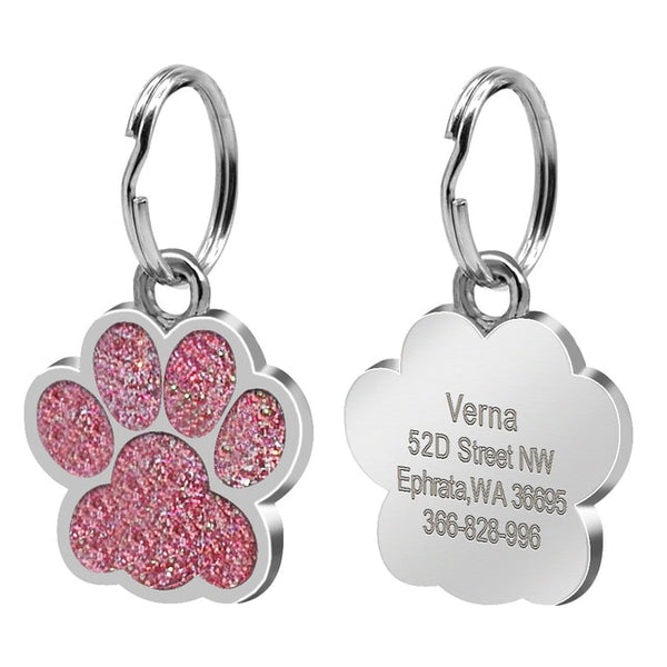 Dog ID Tag Personalized - Paw shaped
