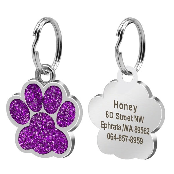 Dog ID Tag Personalized - Paw shaped