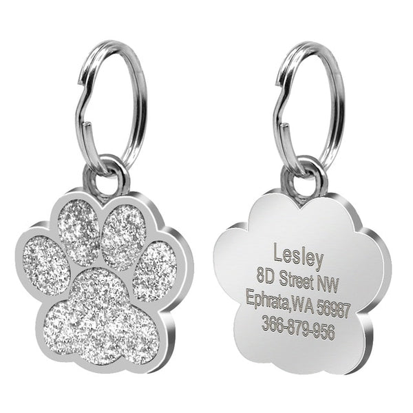 Dog ID Tag Personalized - Paw shaped
