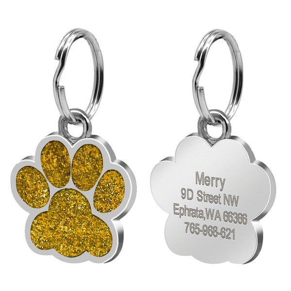 Dog ID Tag Personalized - Paw shaped