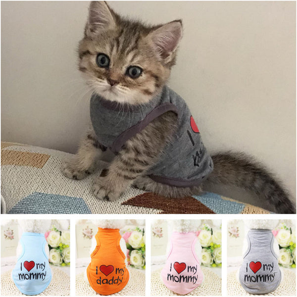 "I Love Mommy" T-shirt for Kitten Cats Puppy Small Dogs